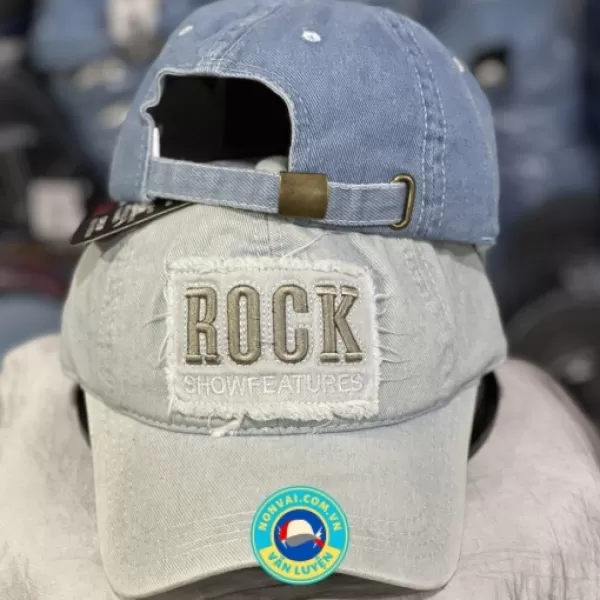 Nón kết lưỡi trai Jean rách bụi bặm thời trang nam nữ -  thêu ROCK + ROCKET