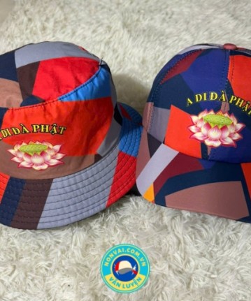 Nón bo vành, nón lưỡi trai in hoa sen cao cấp